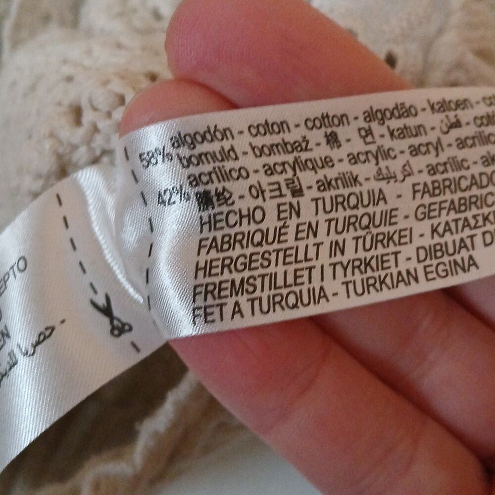 Zara Cream Open Knit Sweater With Crochet Hems Short Cut - Picture 5 of 5